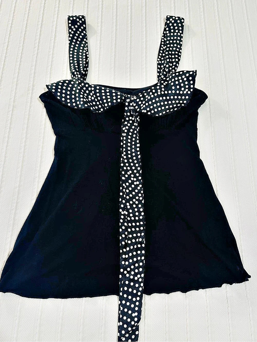 A.BYER Polka Dot Black Tank Top Blouse